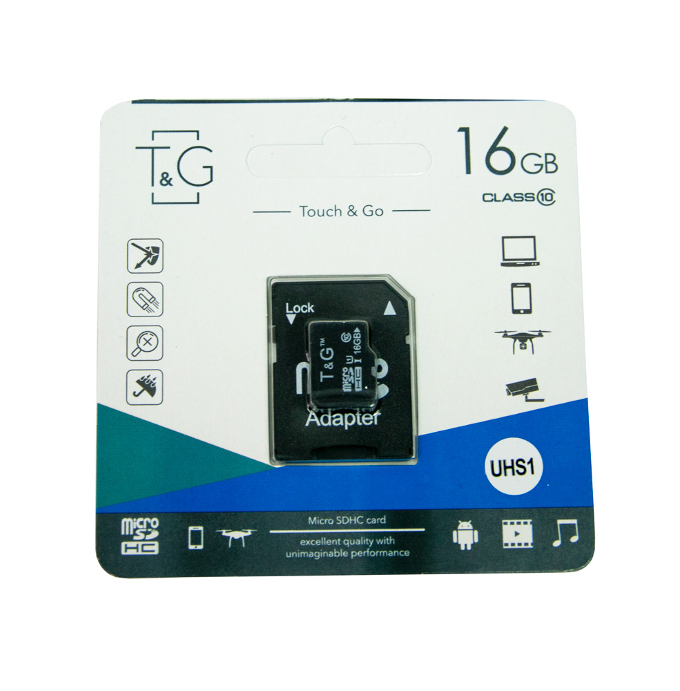 Картка пам'яті microsd TG 16 GB class 10 з адаптером, пам'ять для телефона, фотоапарата (ST)