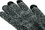 Зимові рукавички із сенсорними пальцями Темно-сірий, сенсорні рукавички чоловічі в'язані, терморукавиці (ST), фото 6