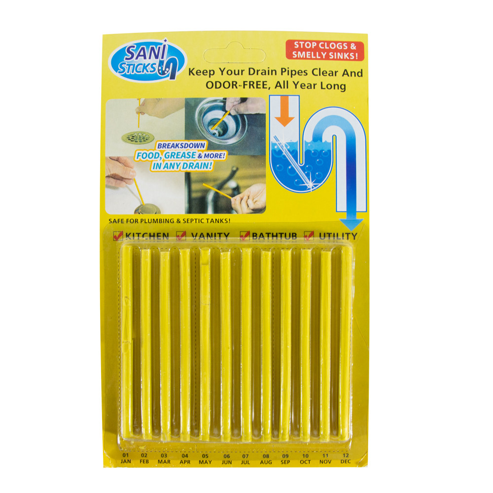 Палички від засмічень Sani Sticks Сані Стікс, Жовті, засіб для чищення труб і каналізації з доставкою (ST)