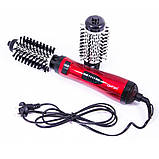 Фен браш "Gemei" GM-4827 з обертанням, Червоний гребінець фен стайлер для волосся, щітка (фен щітка) (ST), фото 7