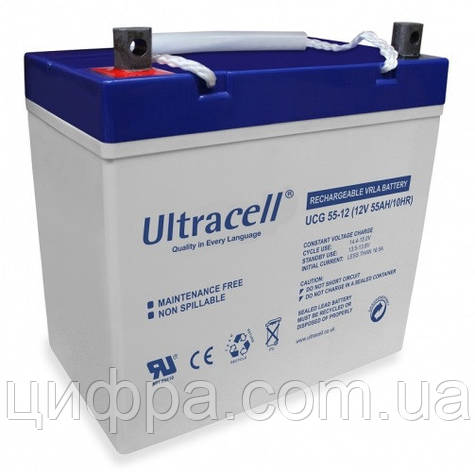 Акумуляторна батарея гелева Ultracell UCG55-12 (12V 55 Ah), фото 1