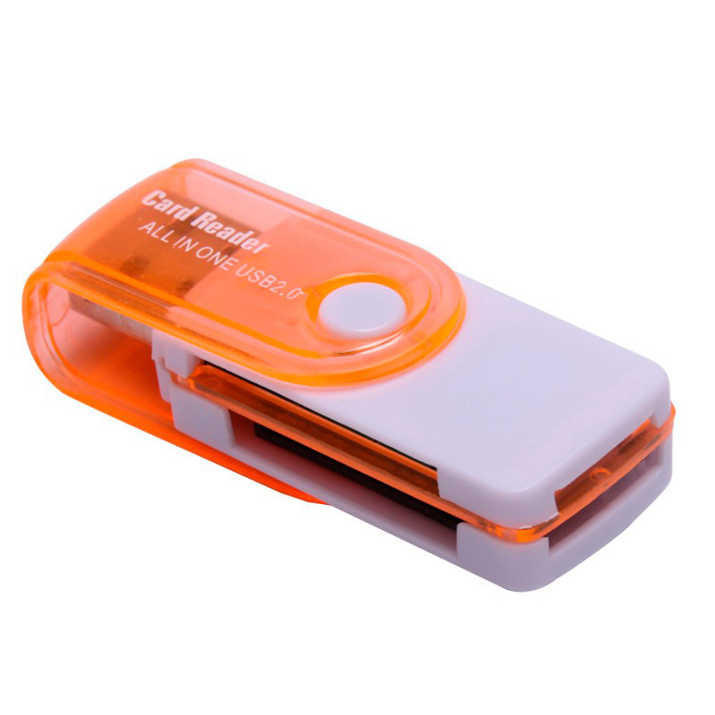 Универсальный внешний кард ридер для микро сд бело оранжевый USB 2.0 картридер для фотоаппарата 1260 (ST) - фото 2 - id-p1710595820