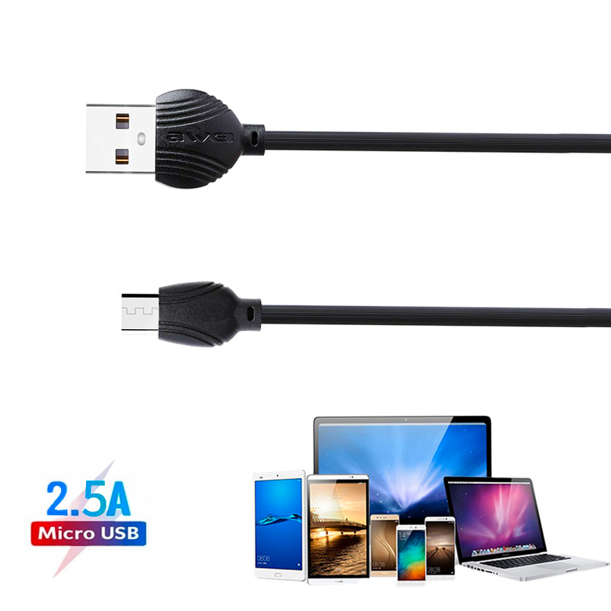Микро юсб кабель 2.5А CL-61 Черный, шнур для зарядки телефона - micro usb кабель 1 м (мікро юсб кабель) (ST)