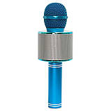 Караоке-мікрофон WS-858 синій, блютуз-мікрофон для співу, дитячий мікрофон із динаміком (ST), фото 3