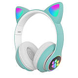 Уценка! Bluetooth навушники з підсвіткою CAT STN-28 Блютуз навушники з вушками (Бірюзовий) (ST), фото 3