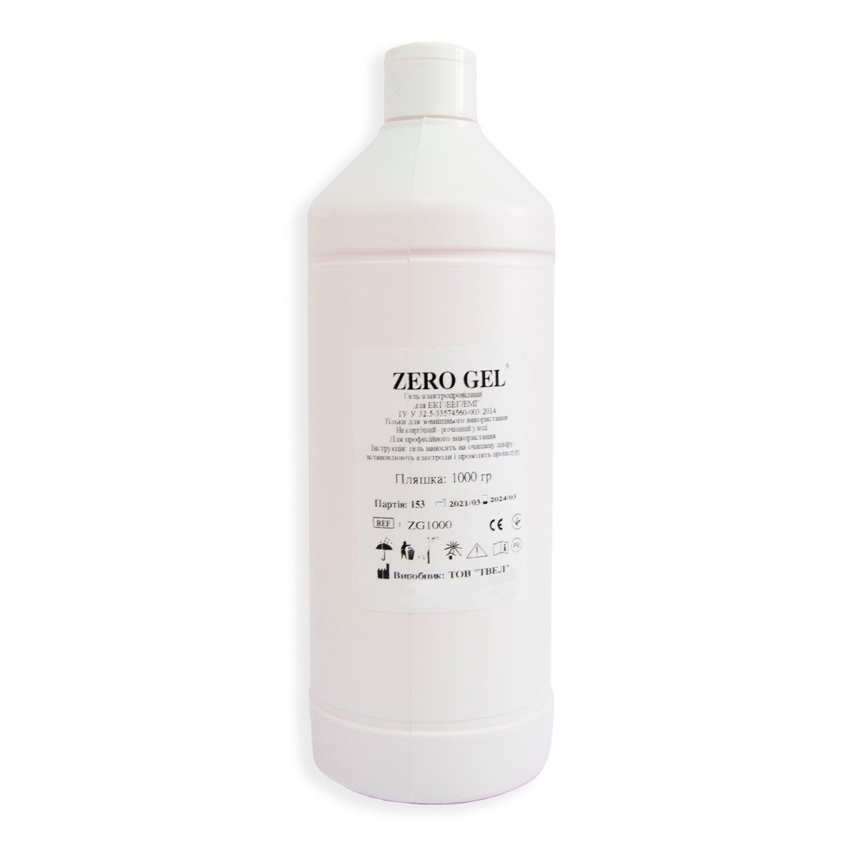 Гель Zero gel (1 л) струмопровідний для ЕКГ, УЗД, ЕЕГ, міостимулятор контактний електродний, медичний (ST)