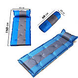 Каримат самонадувний Adventuridge 180х60 см Темно-синій надувний матрац у намет, туристичний килимок (ST), фото 3
