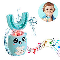 Електрощітка зубна дитяча U-подібна Блакитна дитяча електрична зубна щітка з мелодією (ST)