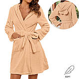Теплий махровий халат жіночий з капюшоном (Size M) домашній халат з вушками, махровий халат (ST), фото 3