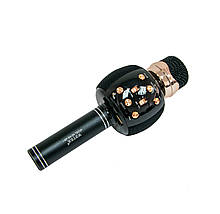 Дитячий мікрофон караоке Wster WS-2911 Чорний з Золотим блютузом з динаміком і USB  ⁇  маленький мікрофон (ST)