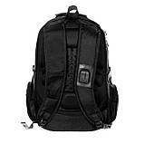 Міський рюкзак чоловічий "6918" 35 л, Чорний рюкзак для ручної поклажі/туристичний з USB/аудіо виходом (ST), фото 6