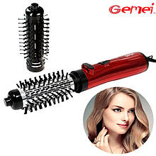 ОЧЕНКА! Фен щітка для укладання волосся "Gemei" GM-4829, гребінець фен браш з обертанням Червоний (ST)