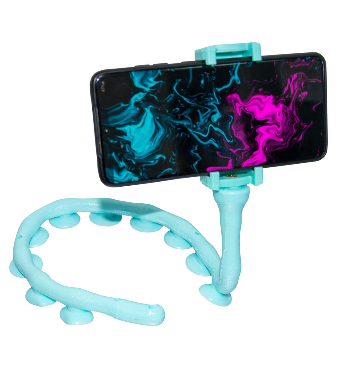 Гнучкий тримач для телефона (смартфона) на стіл Worm lazy holder блакитний, підставка на присосках (ST)