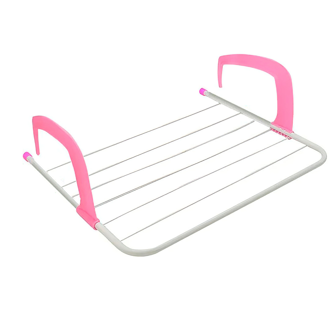 Сушарка для білизни на балкон Fold Clothes Shelf TL00143-XXL 68х40 см Рожева, сушіння для речей на батарею (ST)