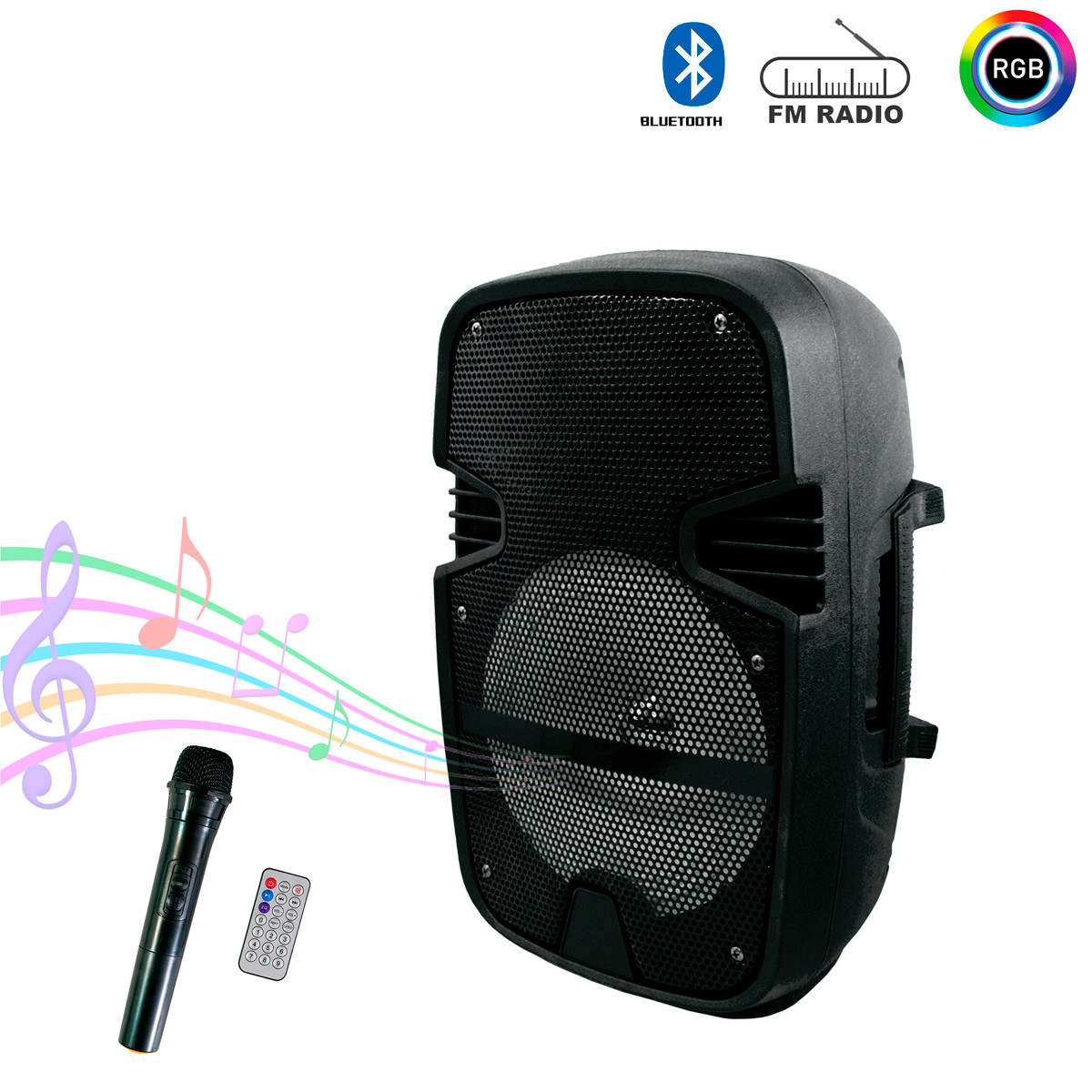 Блютуз-колонка з мікрофоном HS-008BT Чорна, велика колонка музична світна (bluetooth колонка) (ST)
