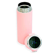 Термочашка для кави Vacuum up на 420 мл, Рожевий кухоль термос з індикатором температури — термокухоль (ST)