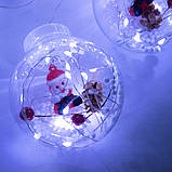 Гірлянда з куль Curtain ball lamp 200 LED 4.2 м, новорічна гірлянда кульки з Дідом Морозом — Білий (ST), фото 3