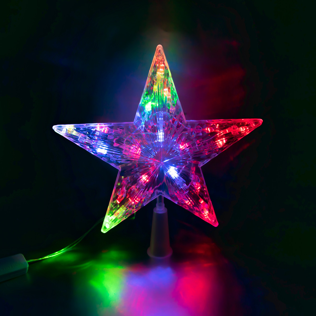 Світлодіодна верхівка на ялинку 20 Led, різнобарвна, зірка на верхівку ялинки  ⁇  верховка на ялинку зірка (ST)