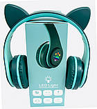 Гарнітура бездротова з підсвіткою CAT EAR YW-018 Bluetooth навушники з вушками (Зелений) блютуз (ST), фото 3