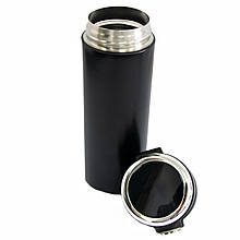 Уценка! Чорна термокухоль з LED датчиком температури "Vacuum cup", термочашка для кави 420 мл (ST)