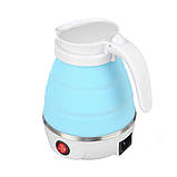 Електричний чайник силіконовий Folding electric kettle YS-2008 600 мл, Блакитний дорожній електрочайник (ST), фото 2