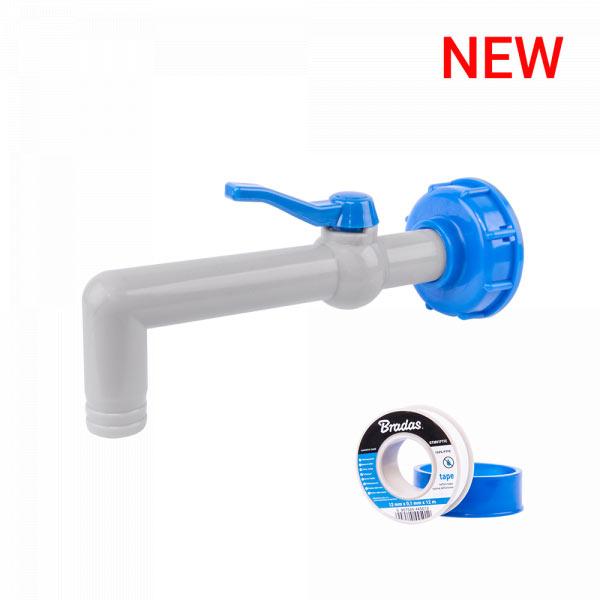 Набір IBC, кран 3/4" з з'єднанням для шланга 19 мм PP 90°, гайка IBCS60x6 з PTFE стрічкою, IBCS60-GTM903419