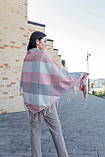 Велика рожева кашемірова хустка косинка в клітину CASHMERE, фото 3
