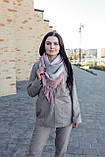 Велика рожева кашемірова хустка косинка в клітину CASHMERE, фото 4