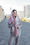 Велика рожева кашемірова хустка косинка в клітину CASHMERE, фото 9