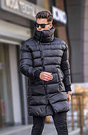 Зимняя черная мужская куртка на пуху