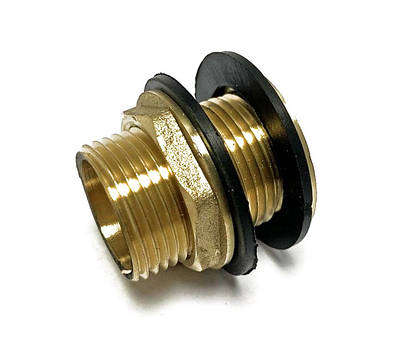 Штуцер для врізки в ємність 1 1/4" (42 мм) дюйма з кільцями ущільнювачів і контргайкою. Врізка для бака, резервуара