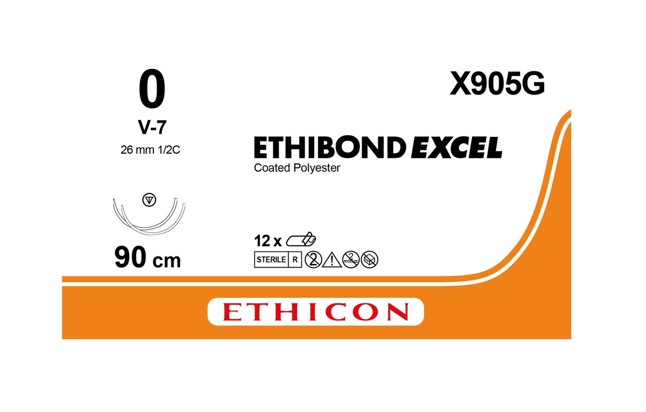 Хірургічна нитка Ethicon Етибонд Ексель (Ethibond Excel) 0, 2шт. по 90 см, кільк. голка 26 мм, X905G, фото 1