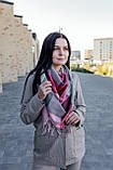 Велика бордова кашемірова хустка косинка в клітину CASHMERE, фото 7
