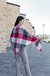 Велика бордова кашемірова хустка косинка в клітину CASHMERE, фото 4