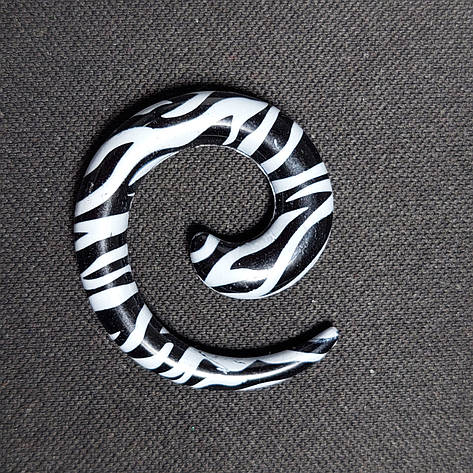 Розтяжка спіраль акрилова чорна-біла з малюнком (смуги), фото 1