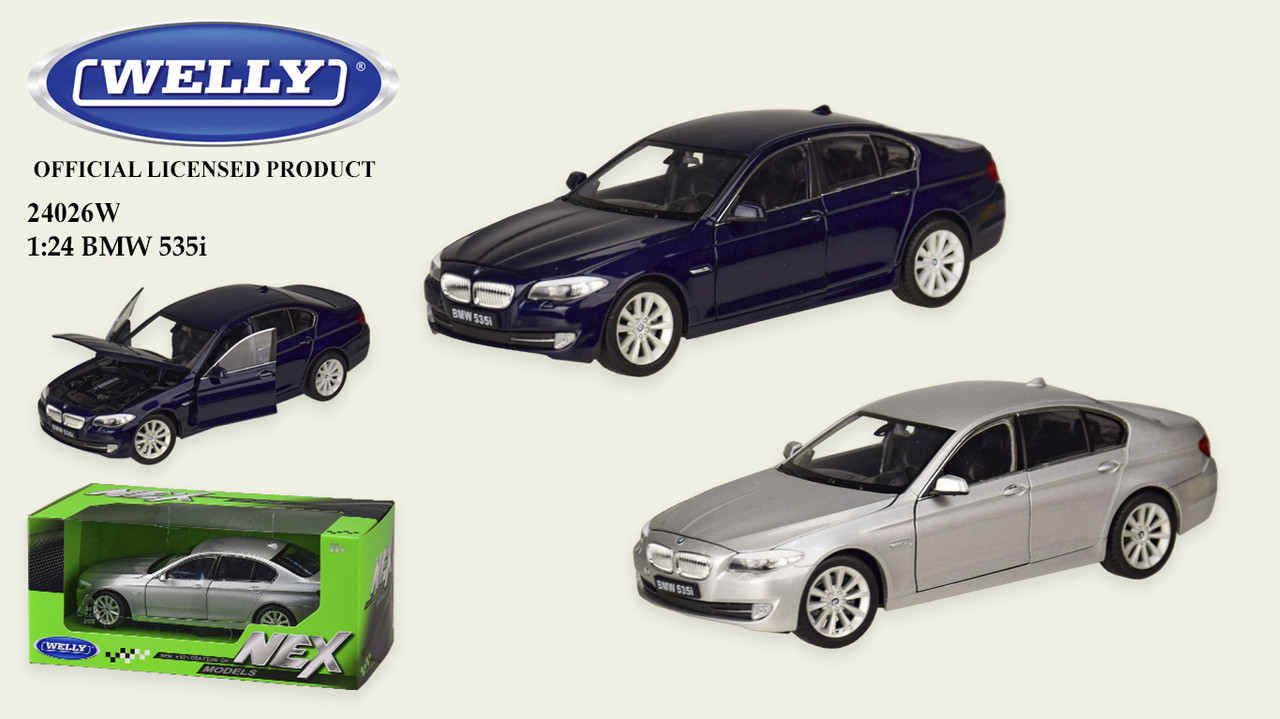 Машина метал 24026W (24шт/4) WELLY1:24 BMW 535I, откр.двери, капот, 2 цвета, в кор.23*11*10см, р-р игрушки - фото 1 - id-p1710626904