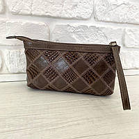 Косметичка із натуральної шкіри на одне відділення Woman's heel коричнева (В-478-2)