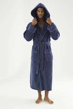 Чоловічий велюровий халат Nusa 7230 з капюшоном, сірий, 2XL