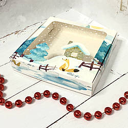 Коробка для печива, пряників з вікном, 15 см х 15 см х 3 см, мілований картон Казка