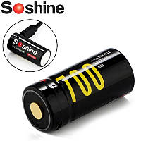 Акумулятор Soshine 16340/CR123 Li-Ion 3.7 V, microUSB (RCR123USB), 700mAh, захищений