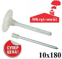 Дюбель фасадный 10х180 со стальным гвоздем и пластиковой термоголовкой Wkret-west от 2000шт 200, 10, 160