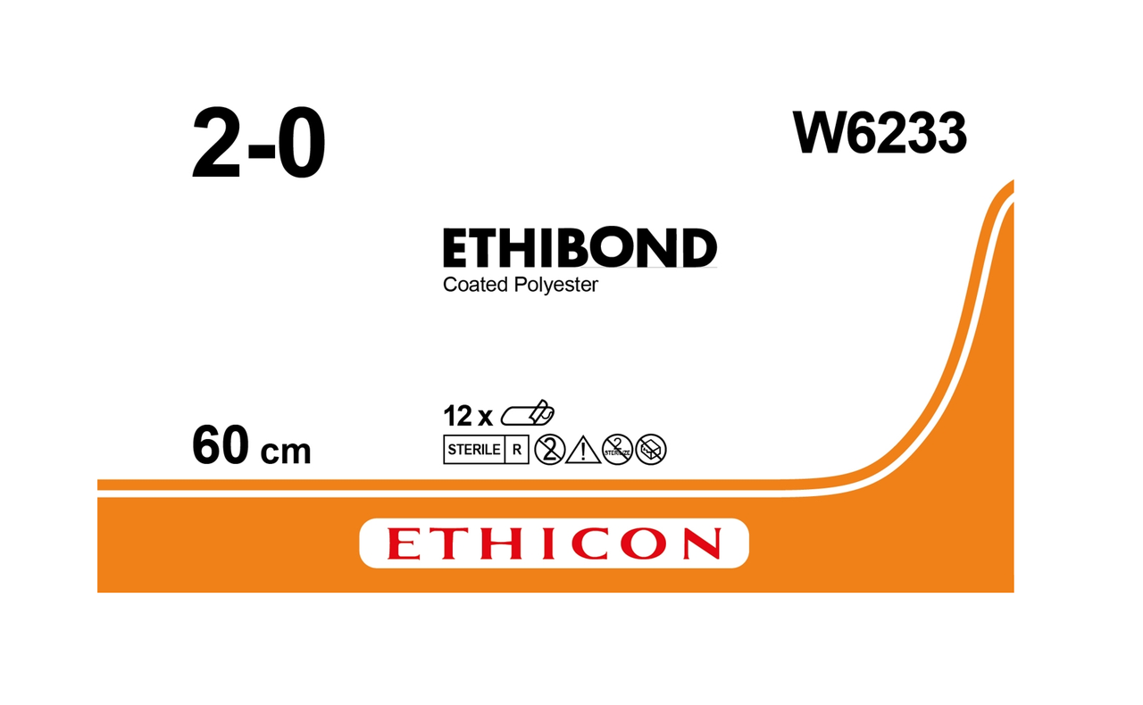 Хірургічна нитка Ethicon Етибонд Ексель (Ethibond Excel) 2/0, 13шт. по 60 см, без голки, W6233, фото 1