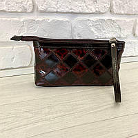 Косметичка з натуральної шкіри на одне відділення Woman's heel темно-коричнева (В-478-10)