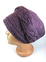 Женская шапка Чалма зимняя теплая Шапка-чалма Берет с косой Бордовый на флисе осень зима