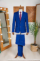 Чоловічий яскраво синій класичний костюм піджак та штани