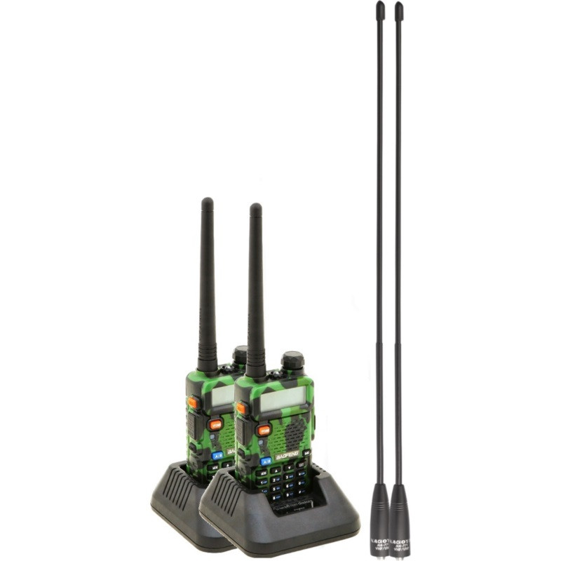 Комплект рацій для лісу Baofeng UV-5R Forest Camo (5W, VHF/UHF, 136-174,400-470MHz, до 5 км, 128каналалів, АКБ),