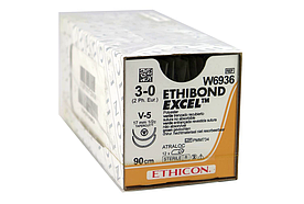 Хірургічна нитка Ethicon Етибонд Ексель (Ethibond Excel) 3/0, довжина 90 см, 2 кільк. голки 17 мм, W6936