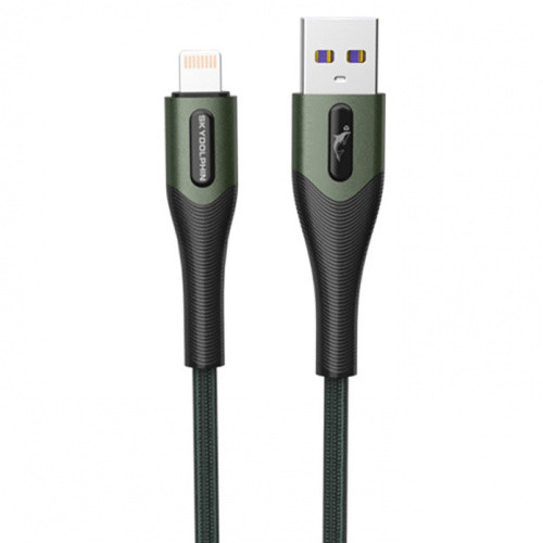 Кабель SkyDolphin S01L Metal Braided Fast USB - Lightning 3A/1m (Темно-зелений)