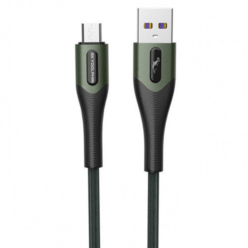 Кабель SkyDolphin S01V Metal Braided Fast USB - MicroUSB 3A/1m (Темно-зелений)