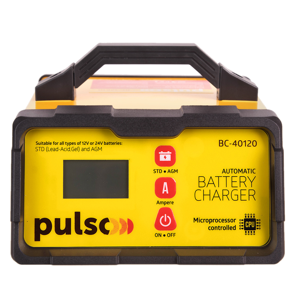 Зарядний пристрій для акумулятора PULSO 12 і 24 V 2-5-10A 5-190AHR LCD Імпульсний, фото 1